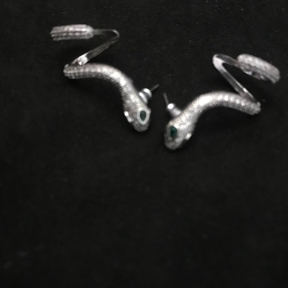 swarovski crystal 925 silver snake ear cuffs
